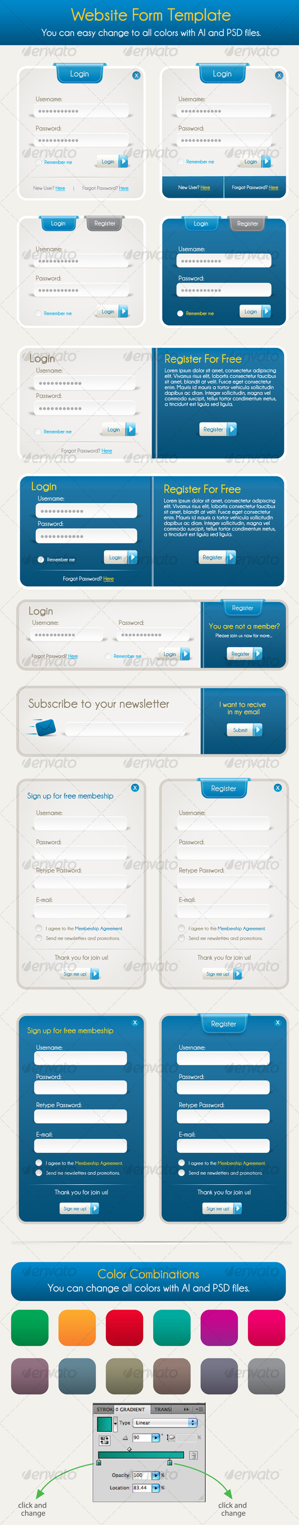 free vector Register and login form vector